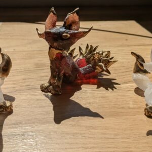 Renard à 3 queues en cristal rouge